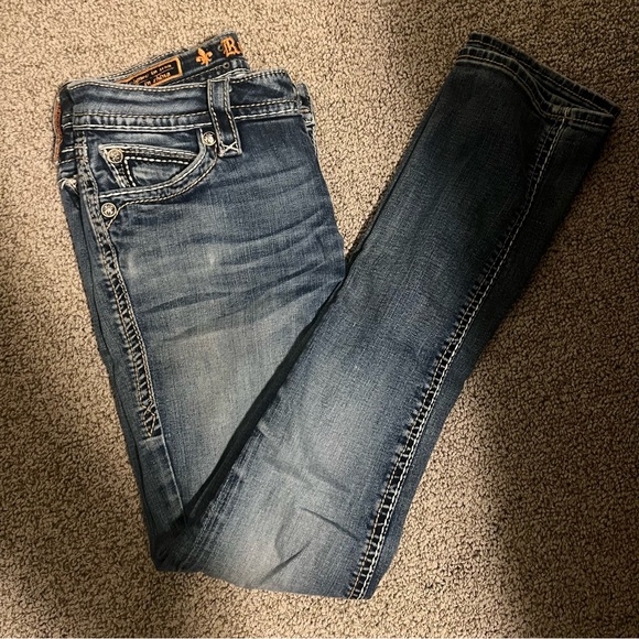 Womens Jeans Rock Revival Amber Straight Wash Medium Size 28 - Picture 8 of 8